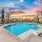 Pool deck area at dusk 