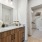 Bathroom with ample storage space in luxury apartment
